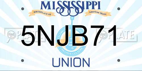 5NJB71 Mississippi License Plate