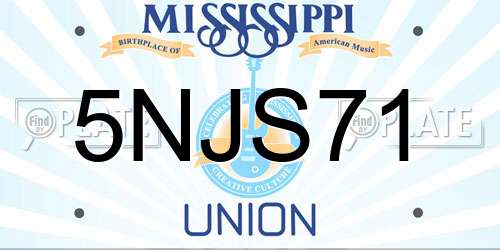 5NJS71 Mississippi License Plate