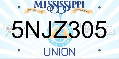 5NJZ305 Mississippi License Plate