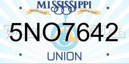 5NO7642 Mississippi License Plate