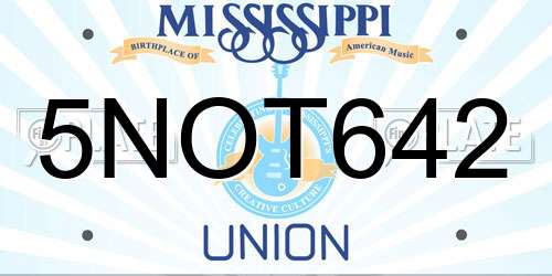 5NOT642 Mississippi License Plate