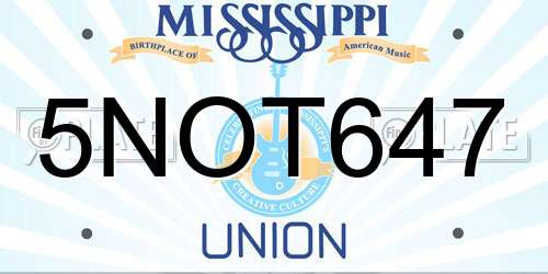 5NOT647 Mississippi License Plate