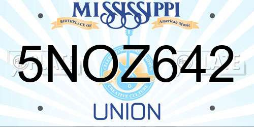 5NOZ642 Mississippi License Plate