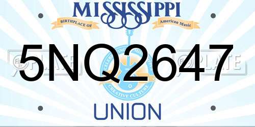5NQ2647 Mississippi License Plate