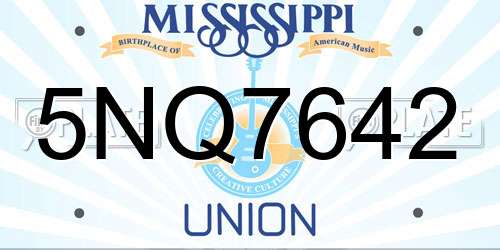 5NQ7642 Mississippi License Plate
