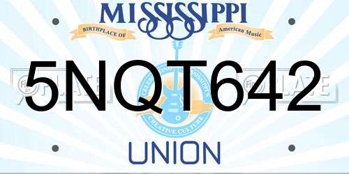 5NQT642 Mississippi License Plate