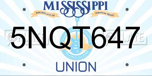 5NQT647 Mississippi License Plate