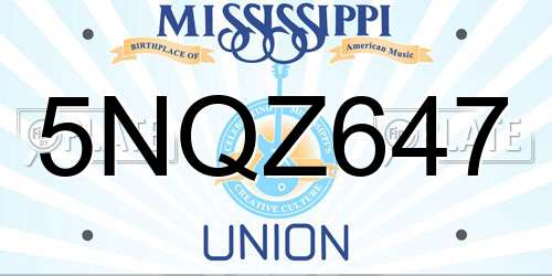 5NQZ647 Mississippi License Plate