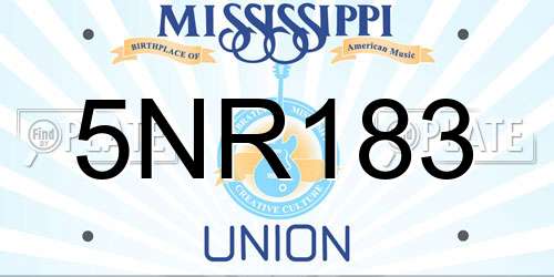 5NR183 Mississippi License Plate
