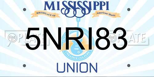 5NRI83 Mississippi License Plate