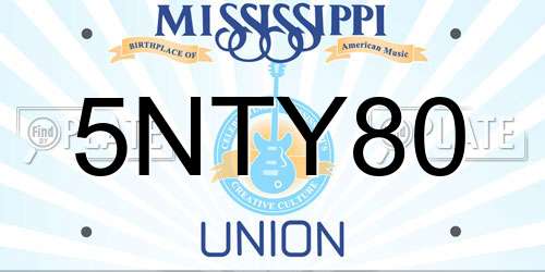 5NTY80 Mississippi License Plate