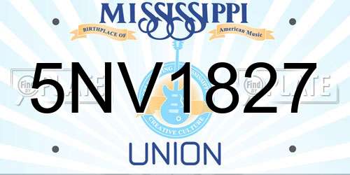 5NV1827 Mississippi License Plate