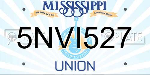 5NVI527 Mississippi License Plate