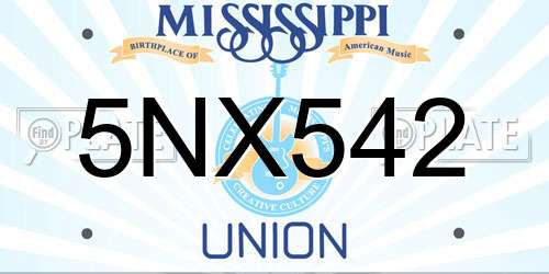 5NX542 Mississippi License Plate
