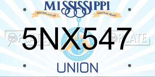 5NX547 Mississippi License Plate