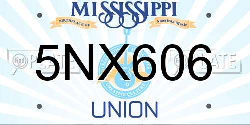 5NX606 Mississippi License Plate