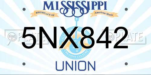 5NX842 Mississippi License Plate