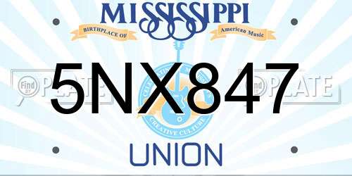 5NX847 Mississippi License Plate