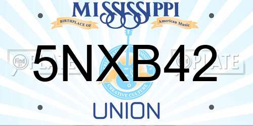 5NXB42 Mississippi License Plate