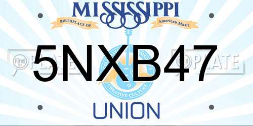 5NXB47 Mississippi License Plate