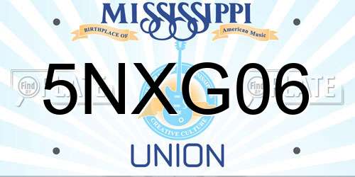 5NXG06 Mississippi License Plate