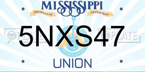 5NXS47 Mississippi License Plate