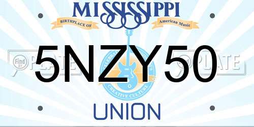5NZY50 Mississippi License Plate