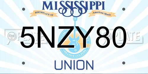 5NZY80 Mississippi License Plate