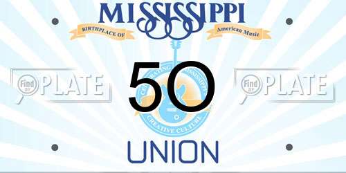 5O Mississippi License Plate