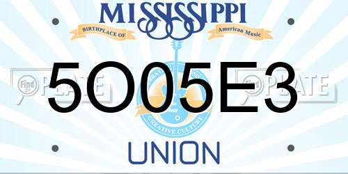 5O05E3 Mississippi License Plate