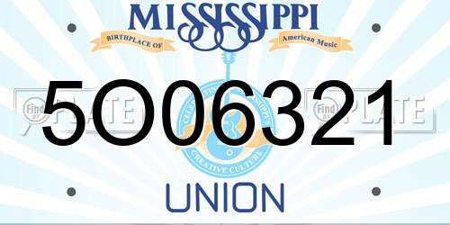 5O06321 Mississippi License Plate