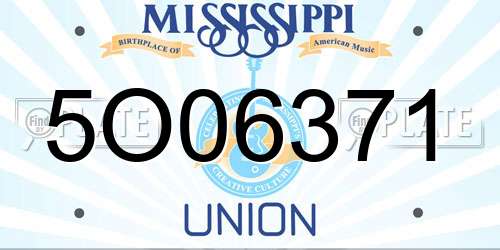 5O06371 Mississippi License Plate