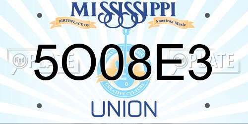 5O08E3 Mississippi License Plate