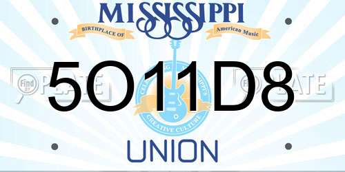 5O11D8 Mississippi License Plate