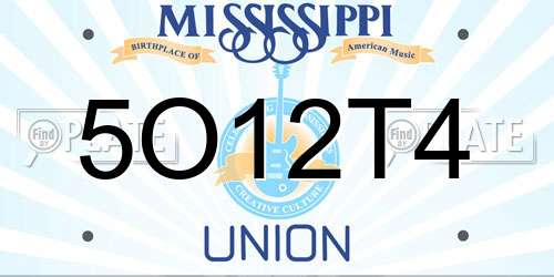 5O12T4 Mississippi License Plate