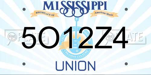 5O12Z4 Mississippi License Plate