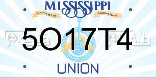 5O17T4 Mississippi License Plate