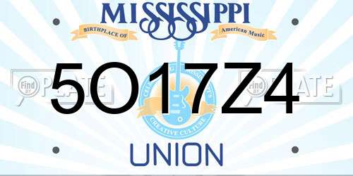 5O17Z4 Mississippi License Plate