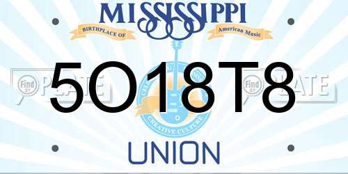 5O18T8 Mississippi License Plate