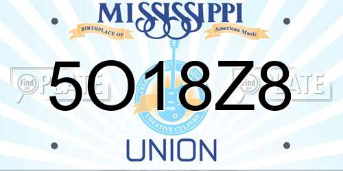 5O18Z8 Mississippi License Plate