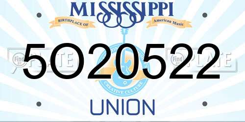 5O20522 Mississippi License Plate