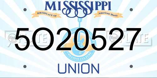 5O20527 Mississippi License Plate