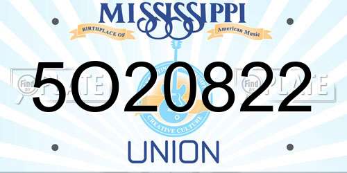 5O20822 Mississippi License Plate