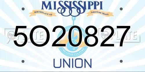 5O20827 Mississippi License Plate
