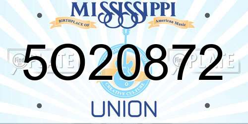 5O20872 Mississippi License Plate