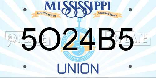 5O24B5 Mississippi License Plate