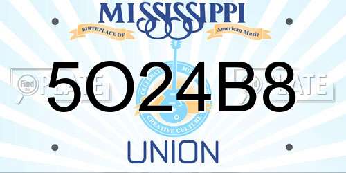 5O24B8 Mississippi License Plate