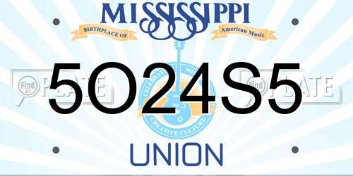 5O24S5 Mississippi License Plate
