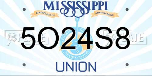 5O24S8 Mississippi License Plate