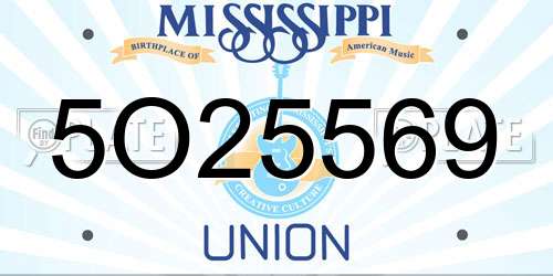 5O25569 Mississippi License Plate
